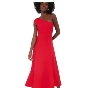 New Tuckernuck x India Hicks One Shoulder Red Carmen Dress Small Party 1816-21